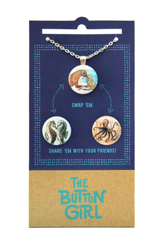 Magnetic Necklace with two interchangeable magnets - ocean animals