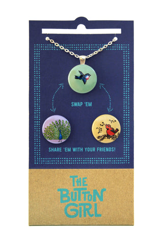 Magnetic Necklace with two interchangeable magnets - birds