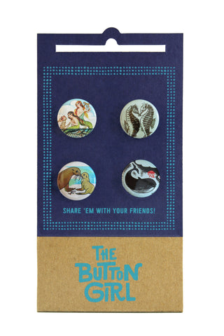 ocean animal and fantasy button set