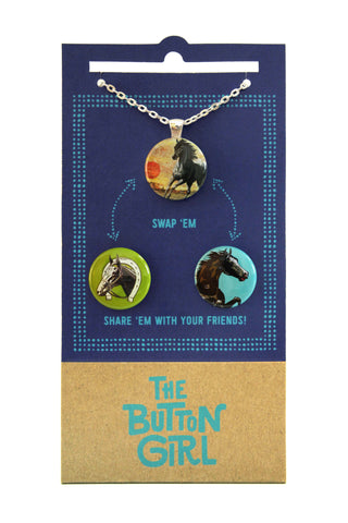 Magnetic Necklace with two interchangeable magnets - horses